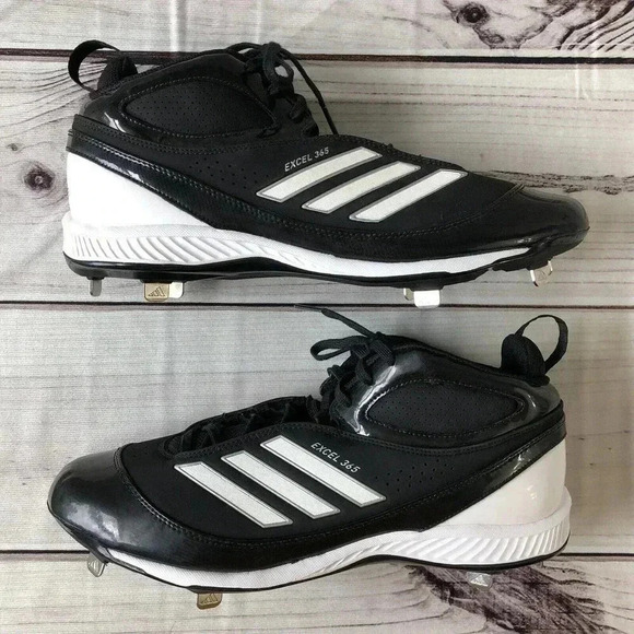 Adidas Excel 365 Metal Low Baseball Cleats Shoes Black Men's Size 12.5 - Picture 4 of 9